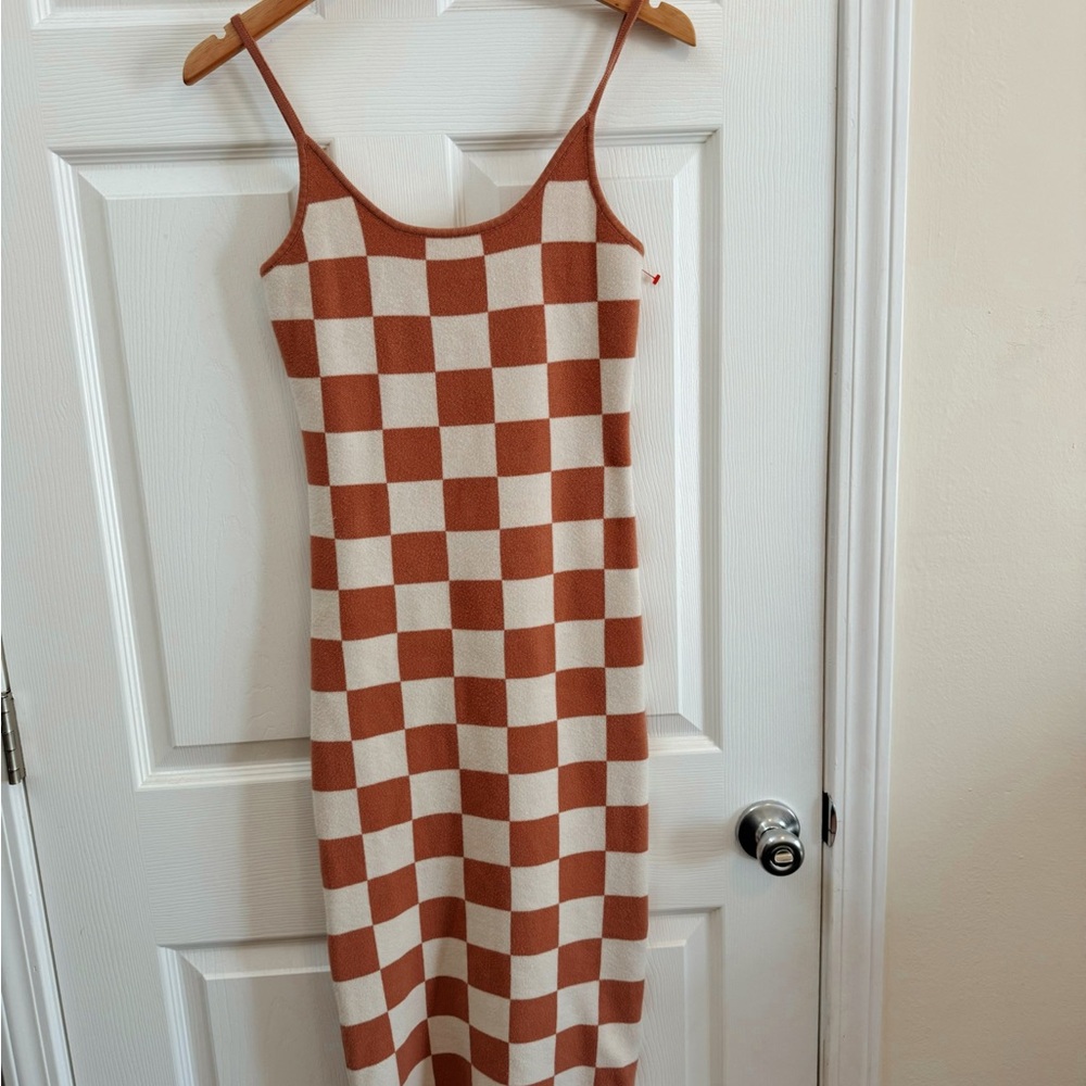 Checkered Bodycon Knit Dress